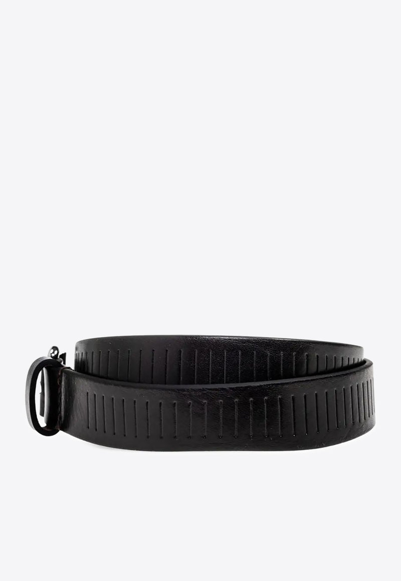 Lemaire Rail Leather Belt  Dark Brown AC1236LL0055_BR449