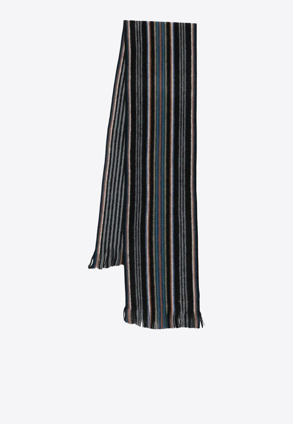 Paul Smith Striped Wool Scarf Black M1A151FT643_79