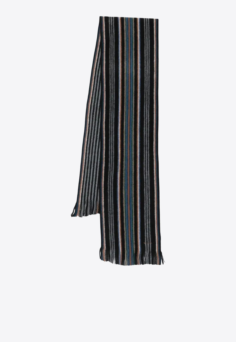 Paul Smith Striped Wool Scarf Black M1A151FT643_79