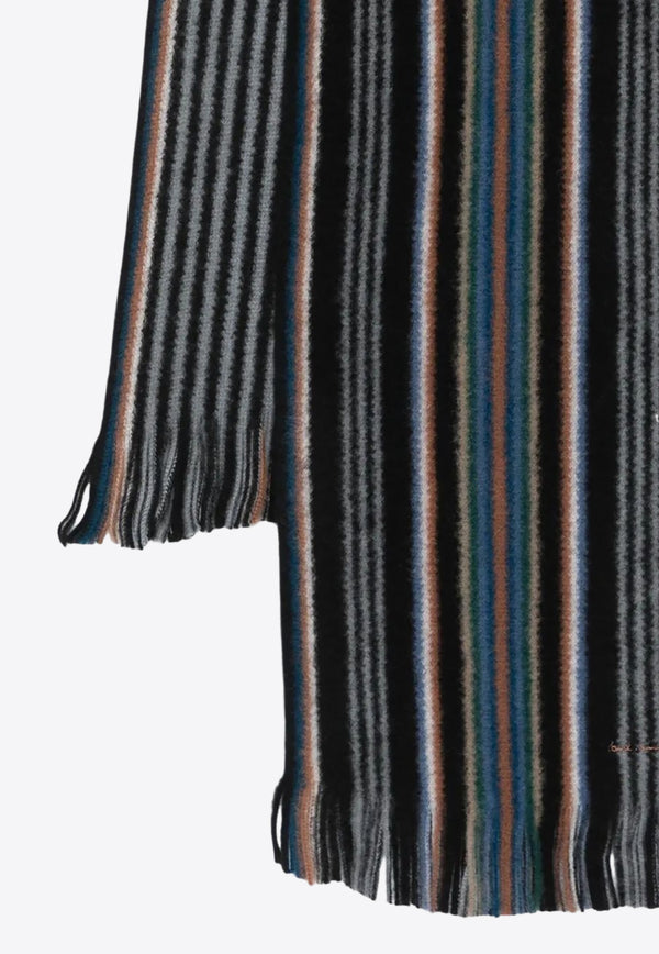 Paul Smith Striped Wool Scarf Black M1A151FT643_79