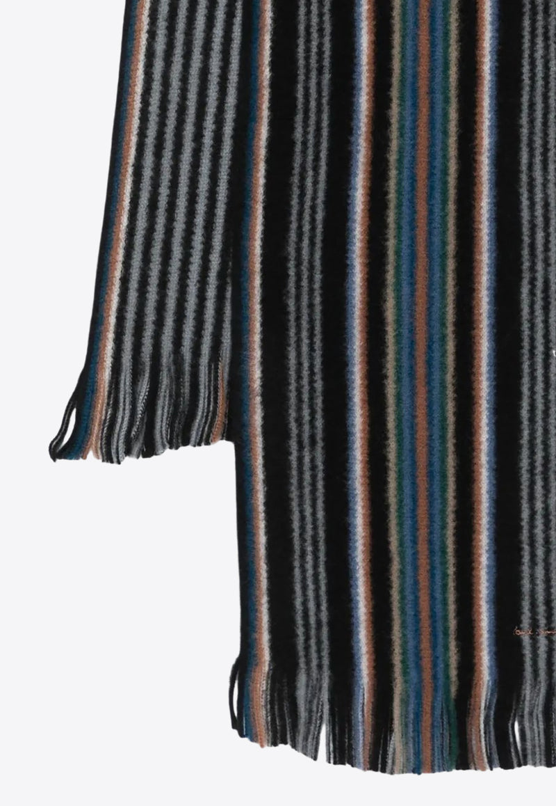 Paul Smith Striped Wool Scarf Black M1A151FT643_79
