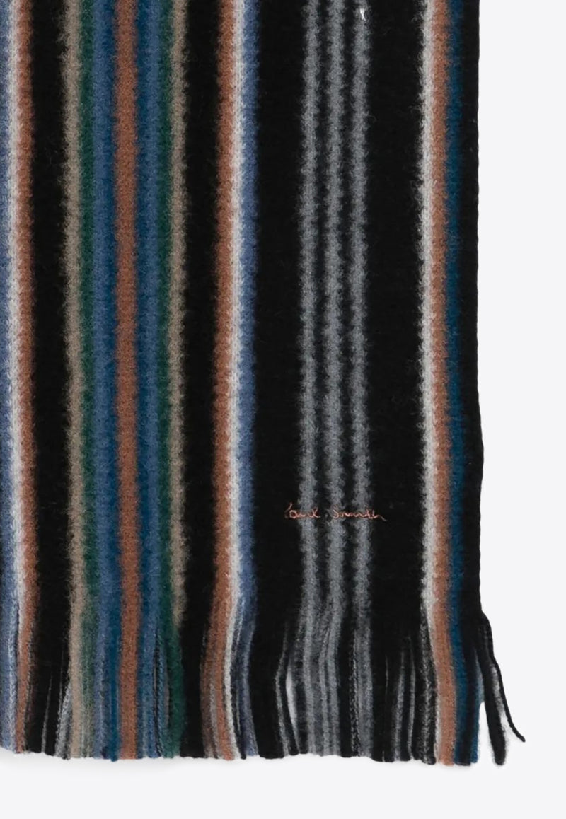 Paul Smith Striped Wool Scarf Black M1A151FT643_79