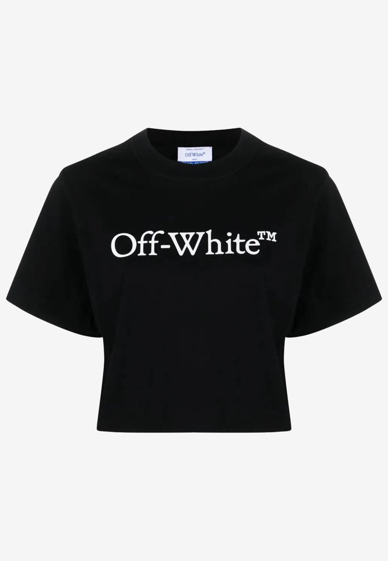 Off-White Logo Bookish Cropped T-shirt Black OWAA090C99JER004_1001