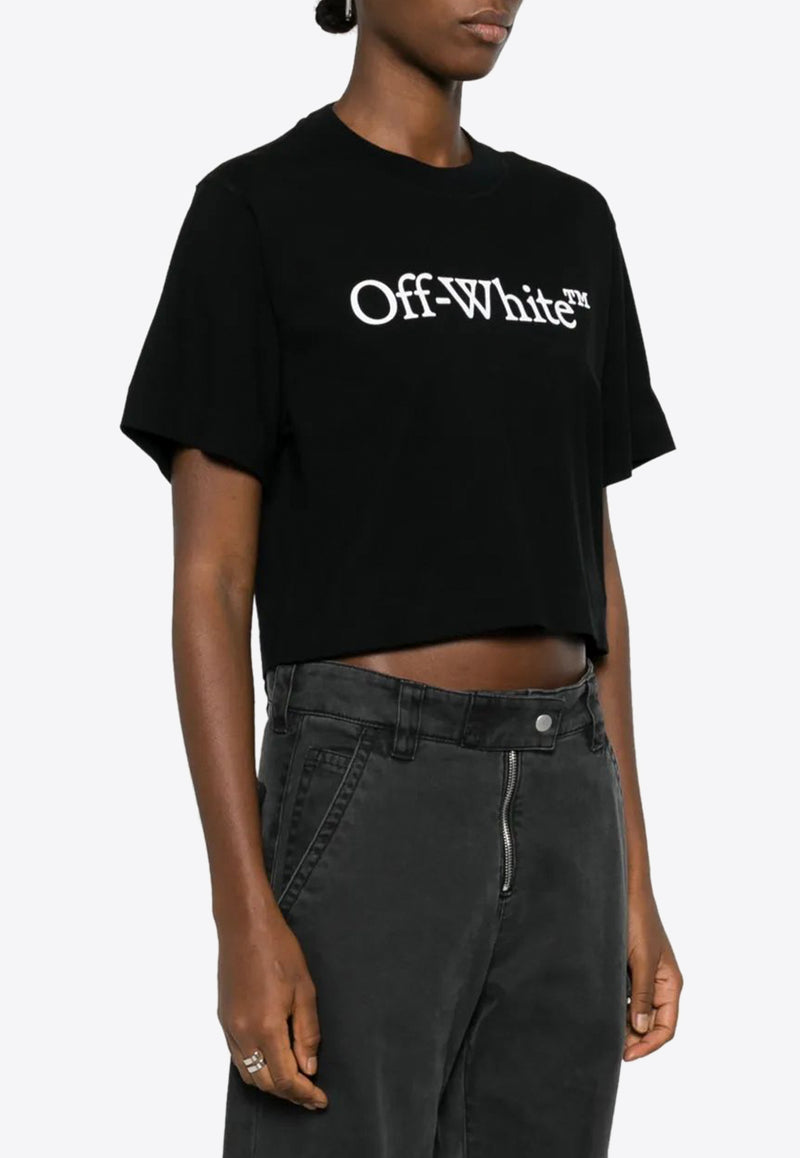 Off-White Logo Bookish Cropped T-shirt Black OWAA090C99JER004_1001