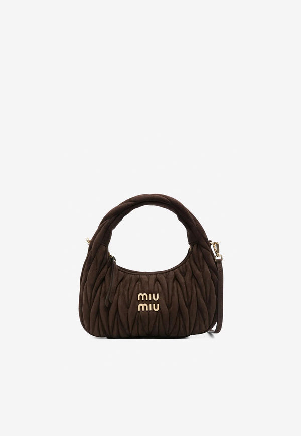 Miu Miu Wander Suede Top Handle Bag Brown 5BC125VOOYAB7O_F0003
