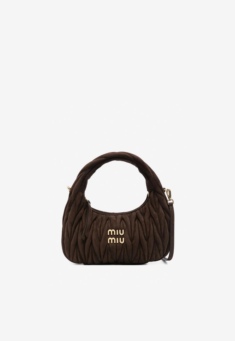 Miu Miu Wander Suede Top Handle Bag Brown 5BC125VOOYAB7O_F0003