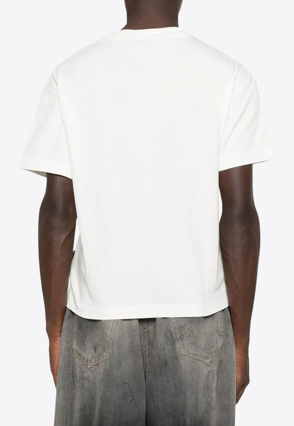 Palm Angels Neck Logo Printed T-shirt White PMAA109F25JER009_0310