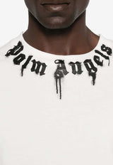 Palm Angels Neck Logo Printed T-shirt White PMAA109F25JER009_0310