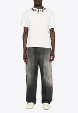 Palm Angels Neck Logo Printed T-shirt White PMAA109F25JER009_0310