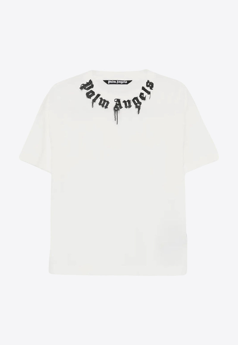 Palm Angels Neck Logo Printed T-shirt White PMAA109F25JER009_0310