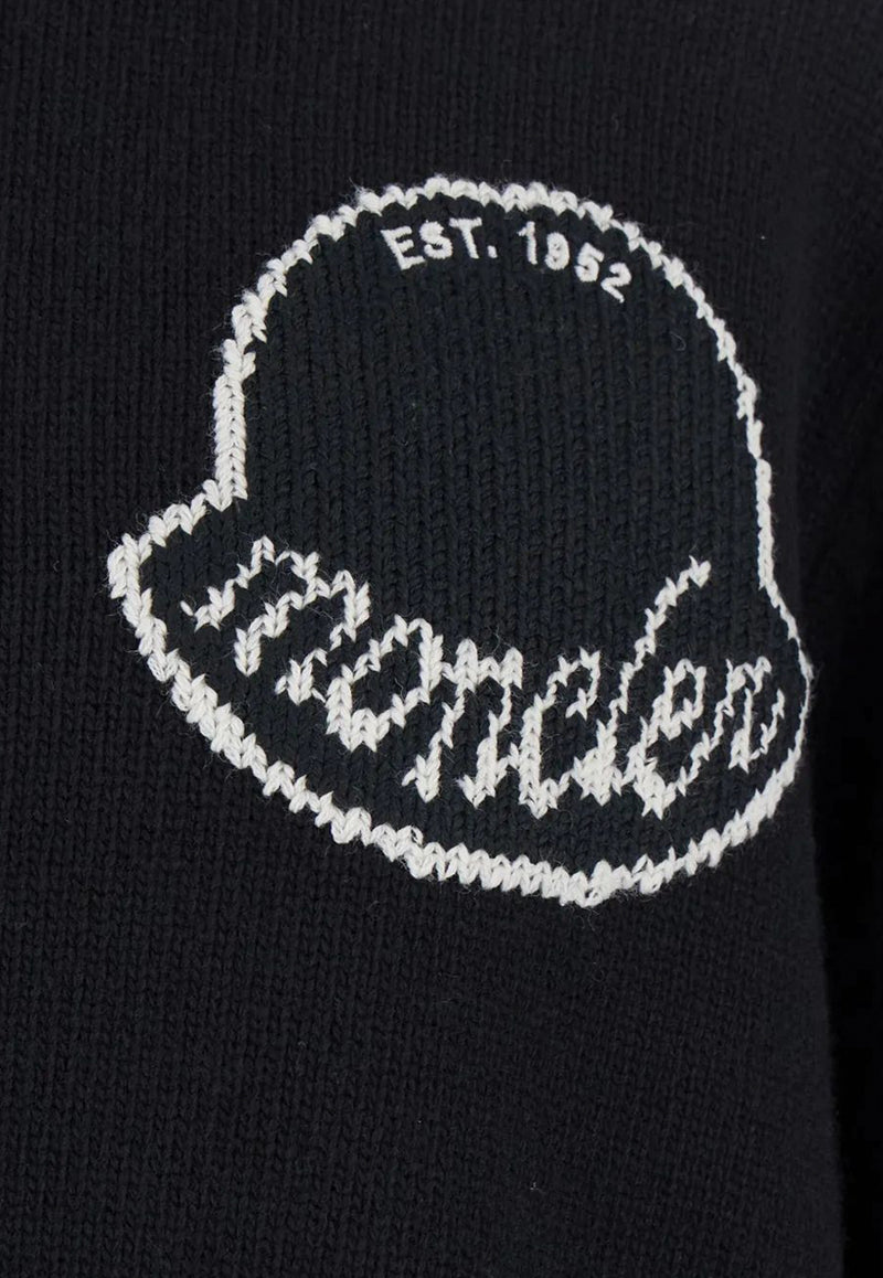Moncler Logo Intarsia Wool Sweater Black K20919C00004M1242_999