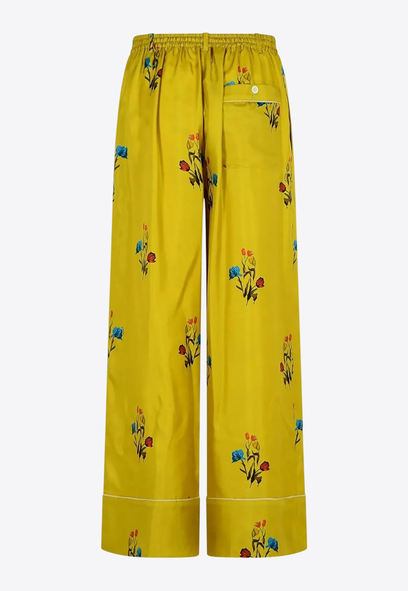 Marni Floral Print Straight-Leg Pants Yellow PAMA0335I0UTSG37_TUV42