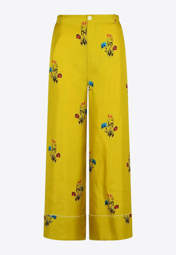 Marni Floral Print Straight-Leg Pants Yellow PAMA0335I0UTSG37_TUV42