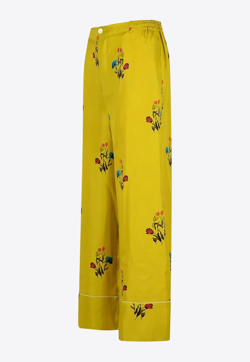 Marni Floral Print Straight-Leg Pants Yellow PAMA0335I0UTSG37_TUV42