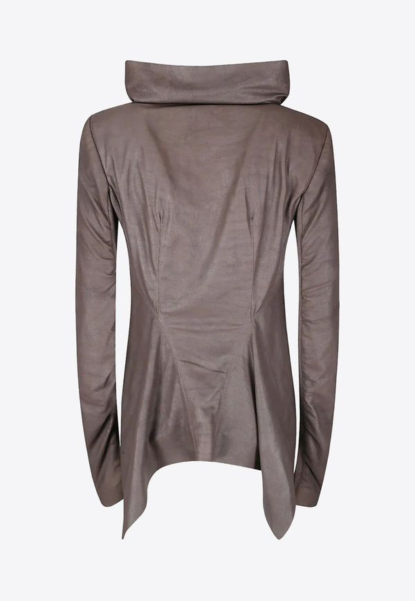 Rick Owens Naska Zip-Up Leather Biker Jacket Brown RP02E4735LBA_78