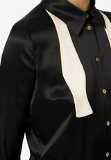 Elisabetta Franchi Satin Shirt with Bow-Tie Black CA10756E2_EF3