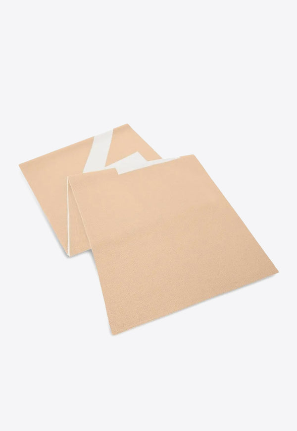 PINKO Logo Knit Wool Scarf Beige 105988A2Z5_MZ2