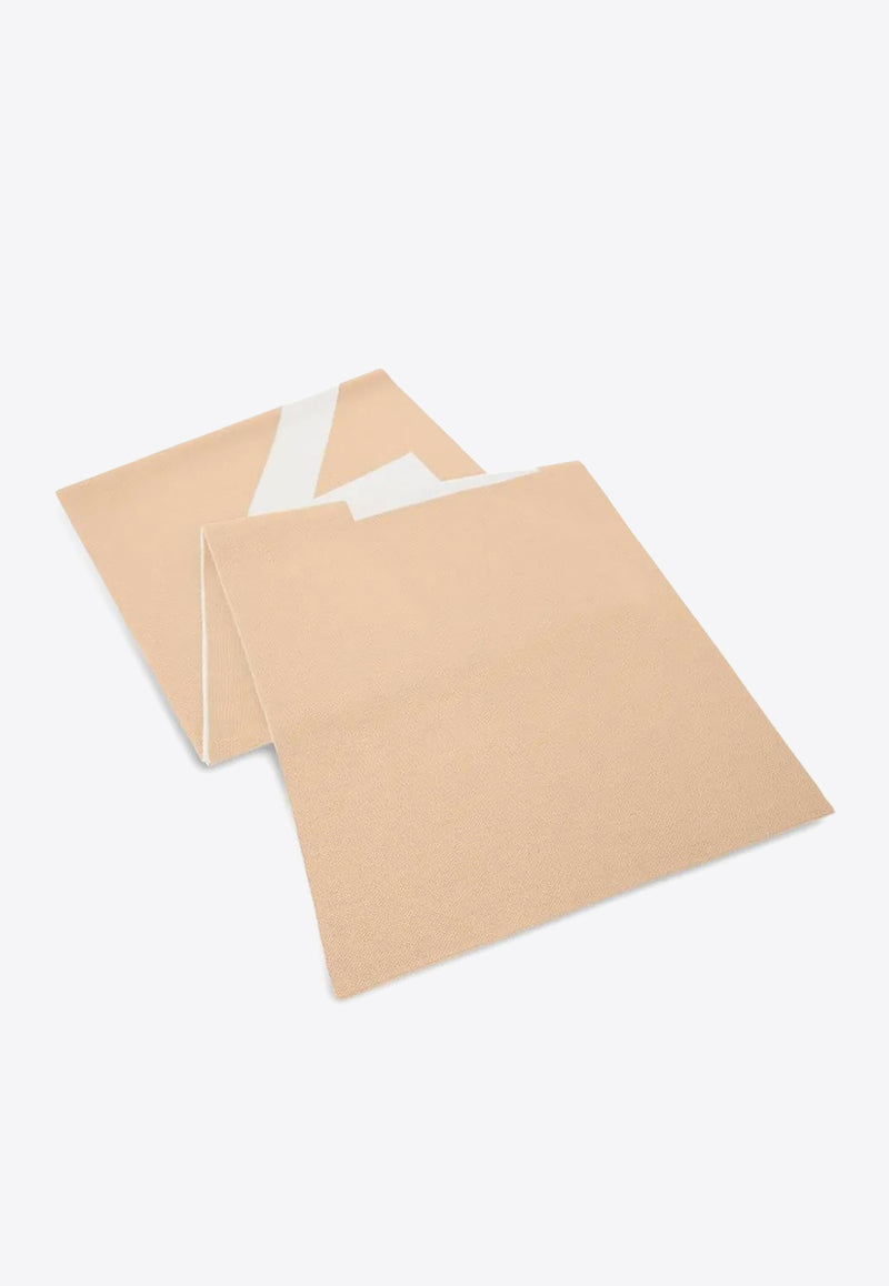 PINKO Logo Knit Wool Scarf Beige 105988A2Z5_MZ2
