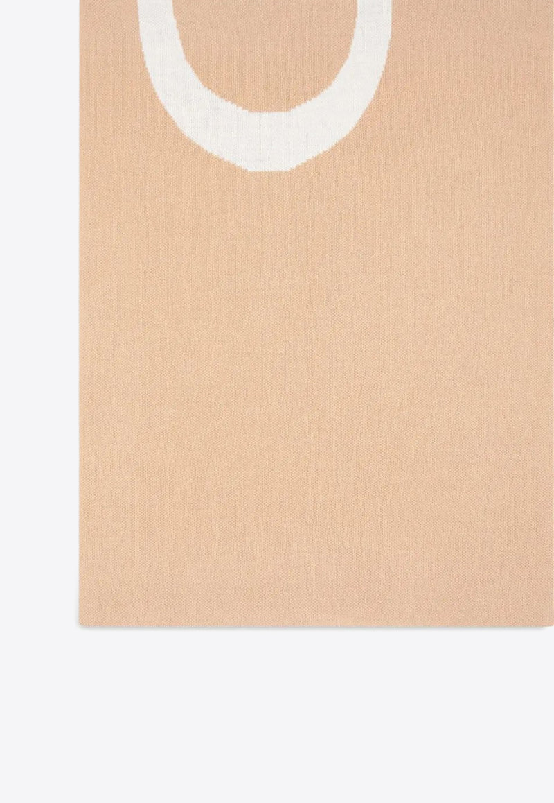 PINKO Logo Knit Wool Scarf Beige 105988A2Z5_MZ2