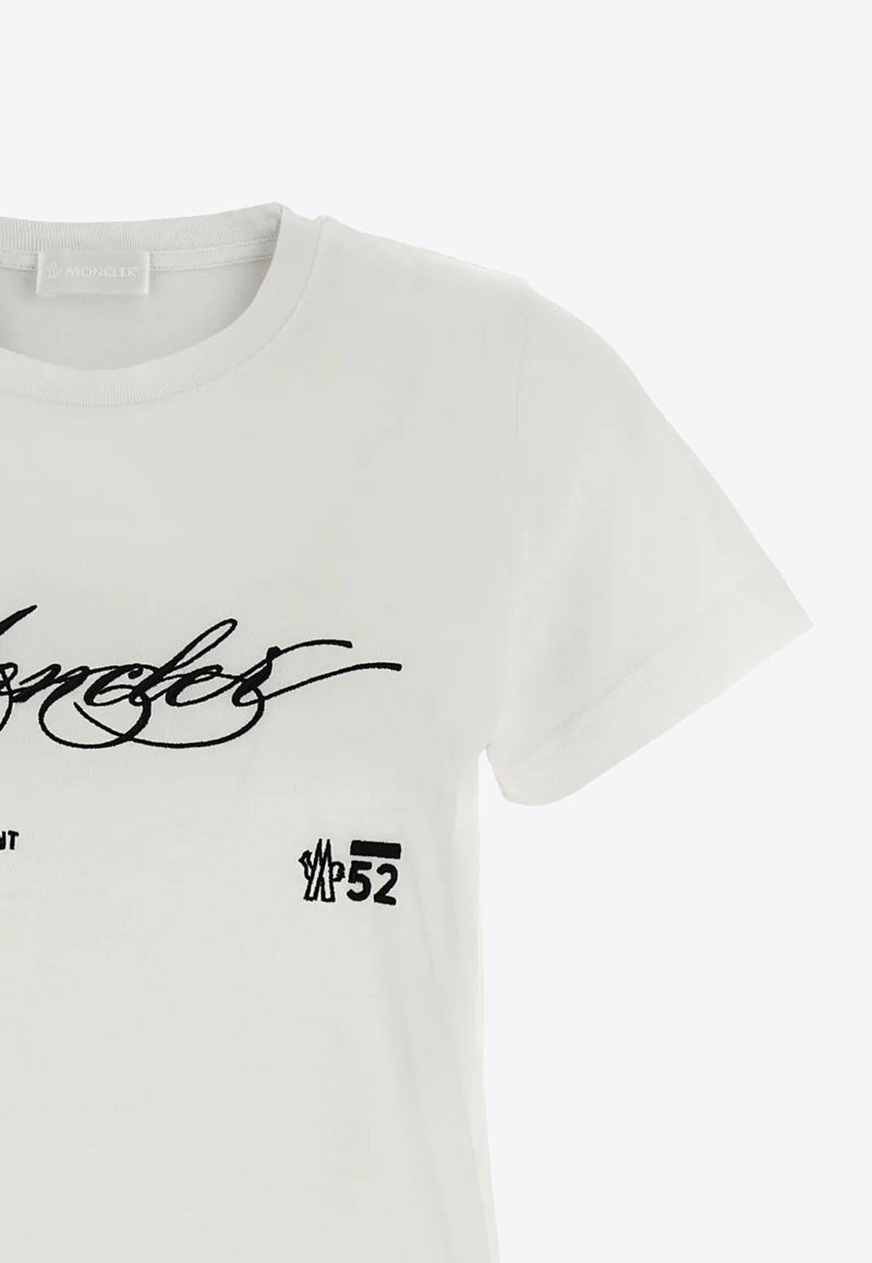 Moncler Embroidered Logo Crewneck T-shirt White K20938C0000589AJS_00A