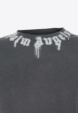 Palm Angels Neck Logo Printed T-shirt Gray PMAA109F25JER009_0703