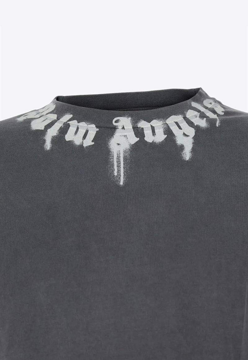 Palm Angels Neck Logo Printed T-shirt Gray PMAA109F25JER009_0703