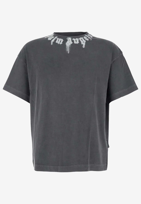 Palm Angels Neck Logo Printed T-shirt Gray PMAA109F25JER009_0703