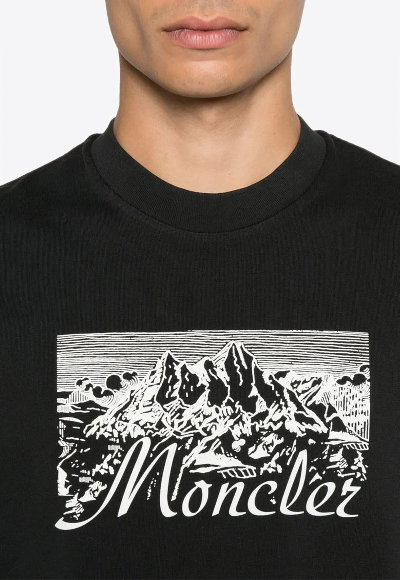 Moncler Graphic Print Crewneck T-shirt Black K20918C0003189AUG_998