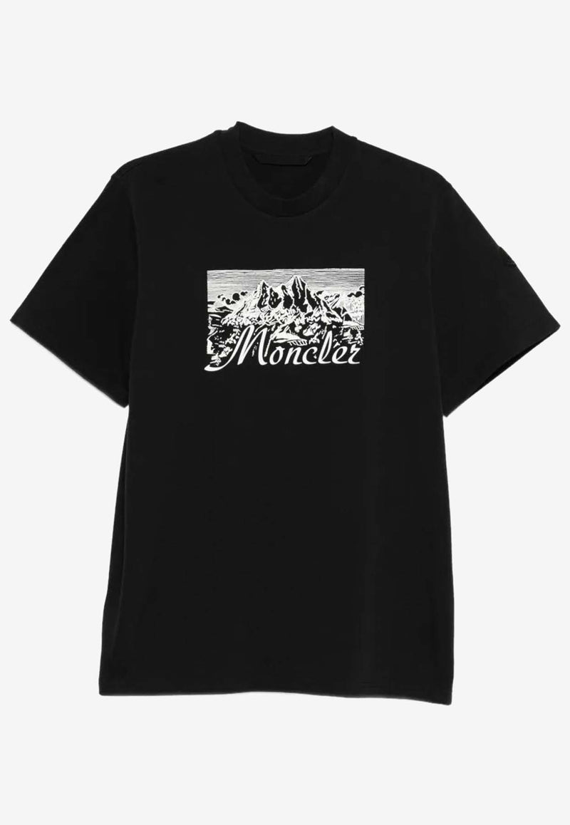 Moncler Graphic Print Crewneck T-shirt Black K20918C0003189AUG_998