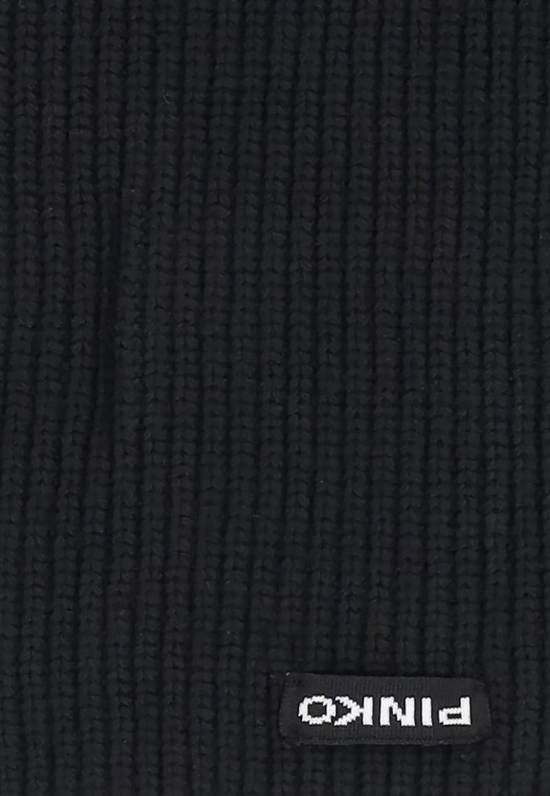 PINKO Logo Patch Ribbed Scarf Black 105996A2Z4_Z99