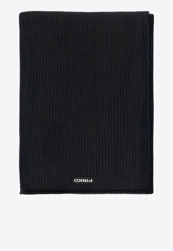 PINKO Logo Patch Ribbed Scarf Black 105996A2Z4_Z99