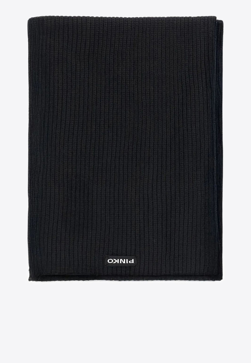 PINKO Logo Patch Ribbed Scarf Black 105996A2Z4_Z99