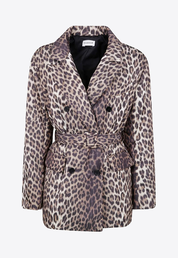 P.A.R.O.S.H Double-Breasted Leopard Print Belted Jacket Multicolor D431799PUPIL_808