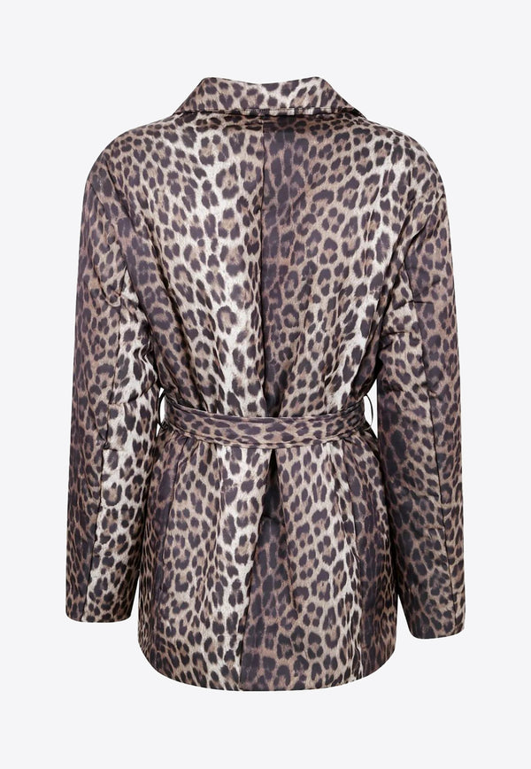 P.A.R.O.S.H Double-Breasted Leopard Print Belted Jacket Multicolor D431799PUPIL_808
