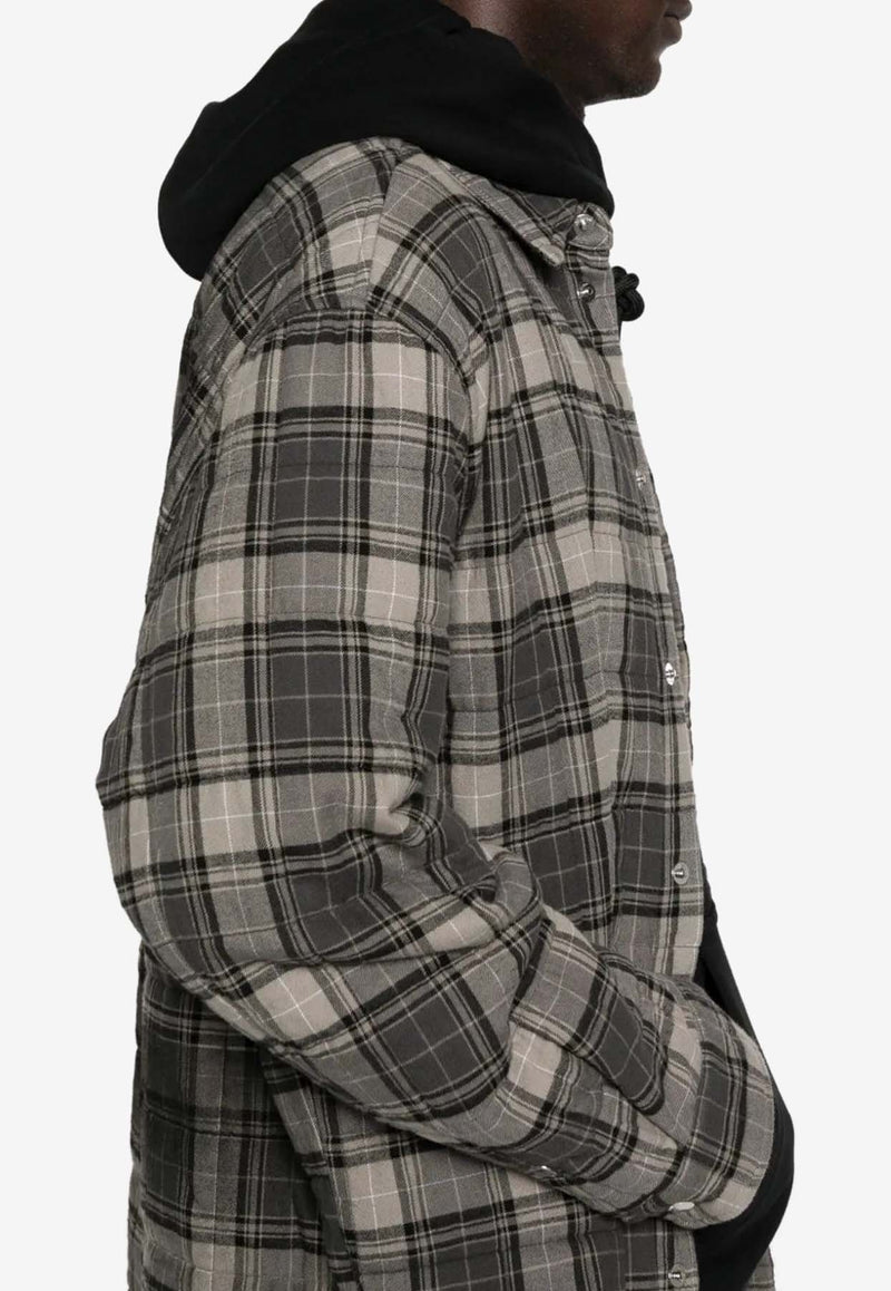 Off-White Spray Arrow Flannel Check Overshirt Gray OMES01AF25FAB002_0710