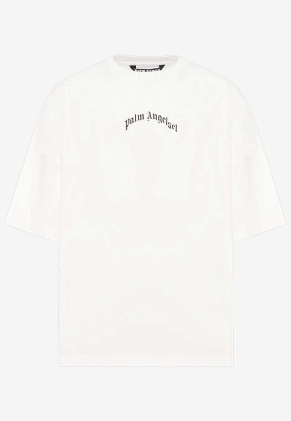 Palm Angels Curved Logo Print T-shirt White PMAA10BF25JER001_0310