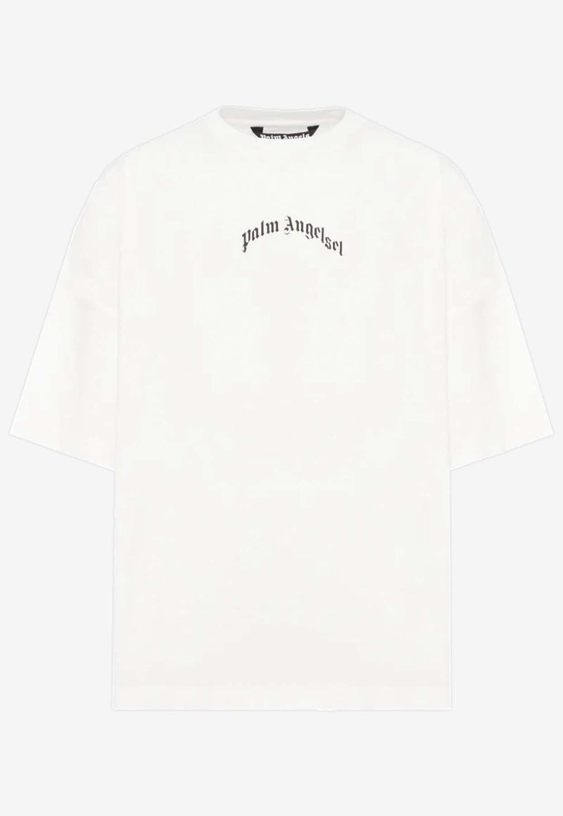 Palm Angels Curved Logo Print T-shirt White PMAA10BF25JER001_0310