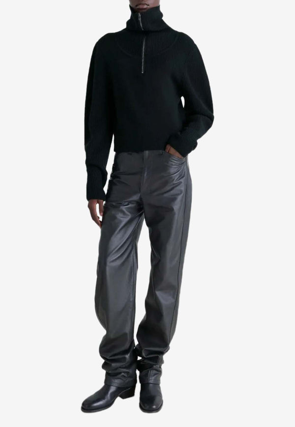 Lemaire Half-Zip Wool Sweater Black TO1422LK1043_BK999