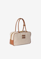 Miu Miu Large Beau Canvas Shoulder Bag Beige 5BB163VOOOACRN_F062F