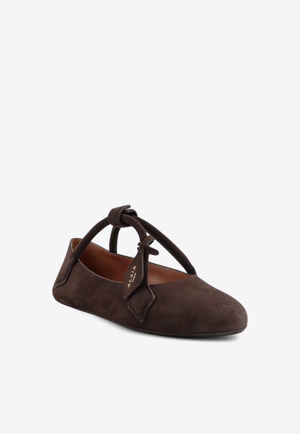 Alaïa Le Teckel Suede Ballet Flats Dark Brown AA3A1011C0C05733_BRUN FONCE_30005080