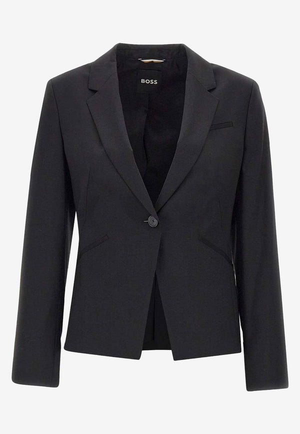 Hugo Boss Single-Breasted Wool Blazer Black 50546622001_Black_30893694