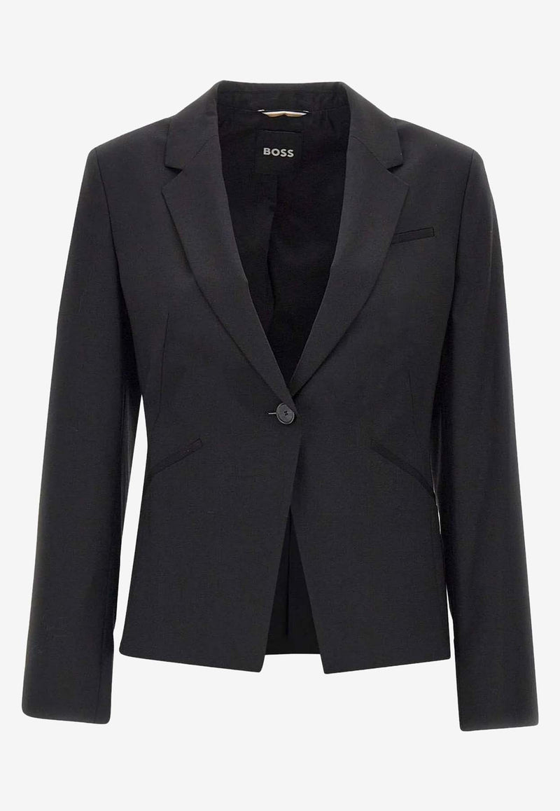 Hugo Boss Single-Breasted Wool Blazer Black 50546622001_Black_30893694