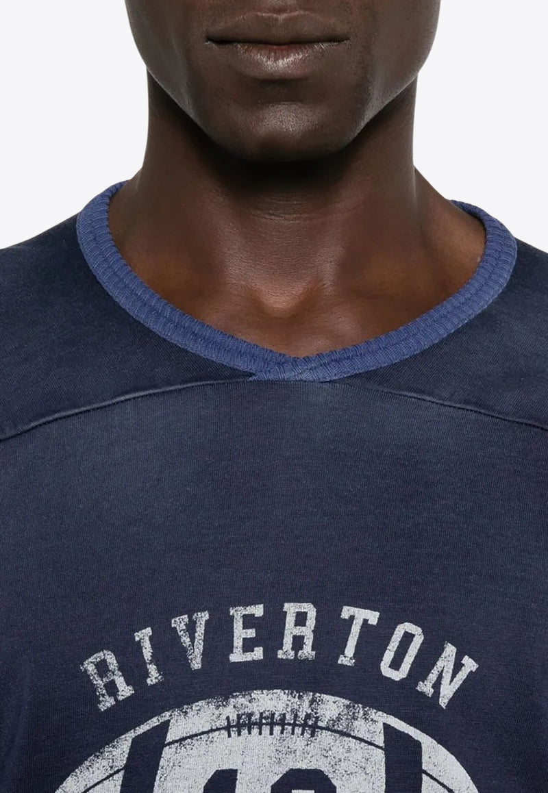 Maison Margiela Football Print Long-Sleeved T-shirt Blue S50GC0719M20129_478