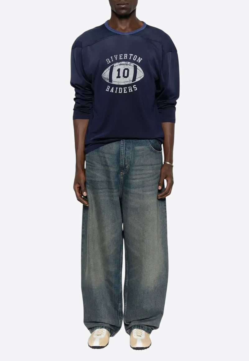 Maison Margiela Football Print Long-Sleeved T-shirt Blue S50GC0719M20129_478