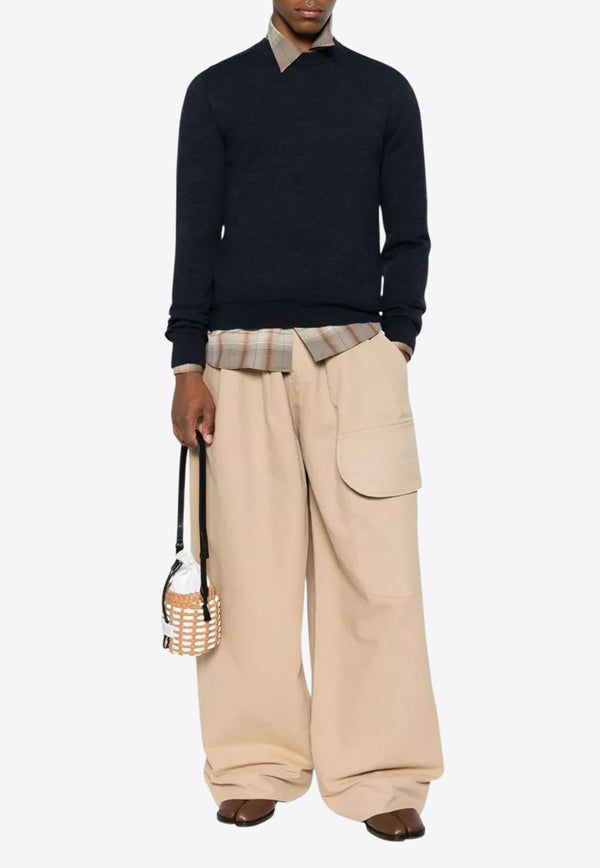 Maison Margiela Wool Crewneck Sweater Navy S50HL0041M13098_511M