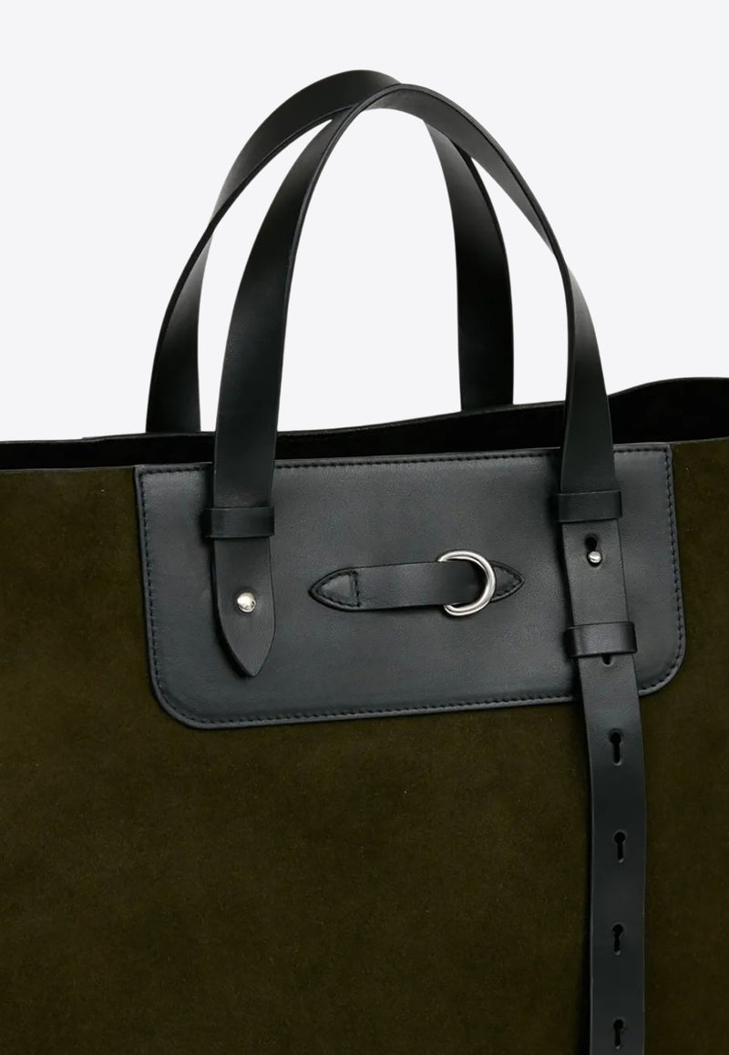 Maison Margiela Suede Vertical Tote Bag Khaki SB1WC0024P8610_HB075