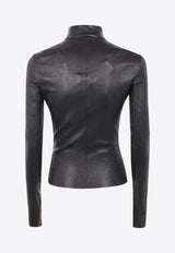 Rick Owens Gary Zip-Up Leather Jacket Black RP02E4701LSV_09