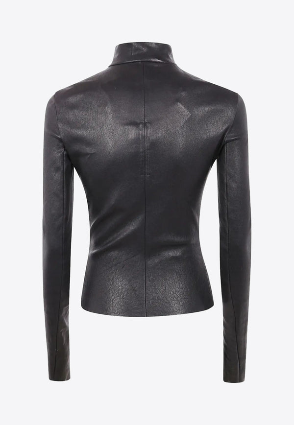 Rick Owens Gary Zip-Up Leather Jacket Black RP02E4701LSV_09