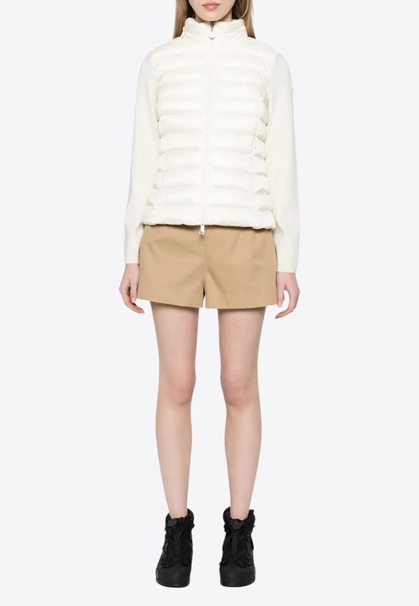 Moncler Padded Wool Zip-Up Cardigan Ecru K20939B00019M1122_034