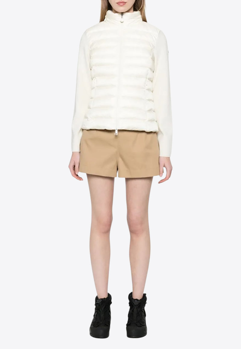 Moncler Padded Wool Zip-Up Cardigan Ecru K20939B00019M1122_034